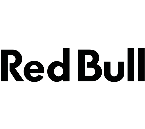 Das Bild zeigt das Red Bull-Logo mit dem Schriftzug "Red Bull" in fetten, schwarzen, serifenlosen Buchstaben auf weißem Hintergrund.